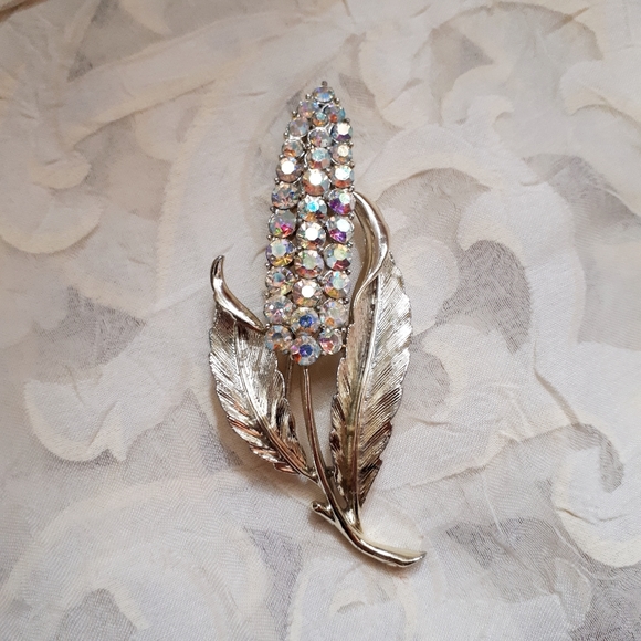 Vintage Coro gold tone wheat stalk pin brooch - Picture 7 of 10